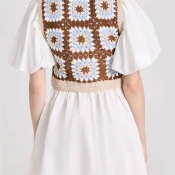 NWT - En Saison Evie Crochet Overlay Puff Sleeve A-Line Mini Dress - Medium - Picture 3 of 10